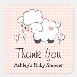 Roze lam Baby shower Etiketten Stickers
