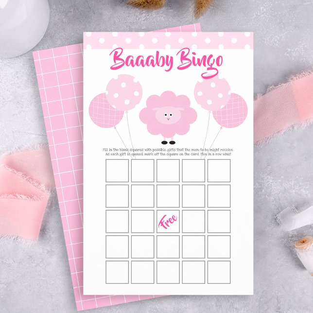 Roze Lam Baby shower Schattigee Sweet Bingo Game K (Creator heeft geüpload)