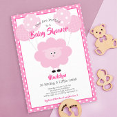 Roze Lam Baby shower Script Ballonnen Schattige Mo Kaart