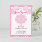 Roze Lam Baby shower Script Ballonnen Schattige Mo Kaart (Staand voorkant)