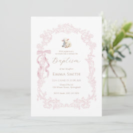 Roze Lam Elegante Christelijke Meisjes Doop Kaart