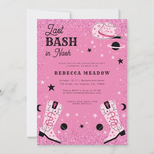 Roze lam Laatste Bash in Nash Nashville Bacheloret Kaart (Voorkant)