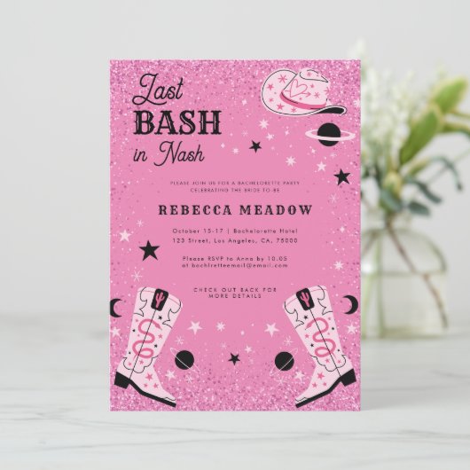 Roze lam Laatste Bash in Nash Nashville Bacheloret Kaart (Staand voorkant)