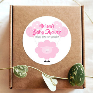 Roze Lam Lief Meisje Baby shower Dank u Schattige Ronde Sticker