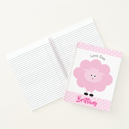Roze Lam Liefde Ewe Aangepaste Naam Script Schatti Notitieboek (Binnen)