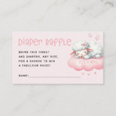 Roze Lam Meisje Baby shower Luier Raffle Informatiekaartje (Voorkant)