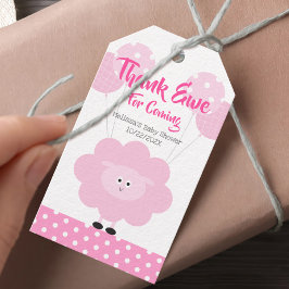 Roze Lam Meisje Dank je Baby shower Schattige Swee Cadeaulabel