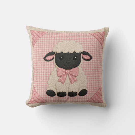 Roze Lam Quilt Kussen (Voorkant)