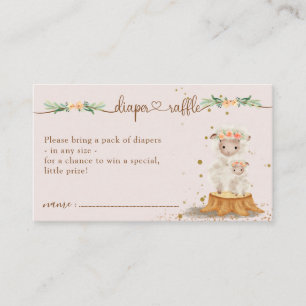 Roze Lam Schaap Baby shower Mama Luier Raffle Informatiekaartje