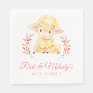 Roze Lam Schaap Baby shower voor Meisje Servet