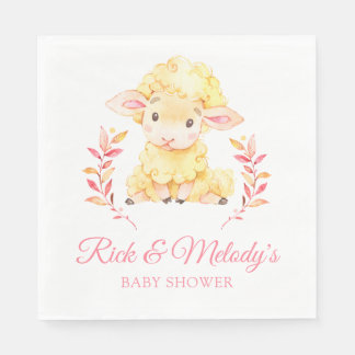 Roze Lam Schaap Baby shower voor Meisje Servet