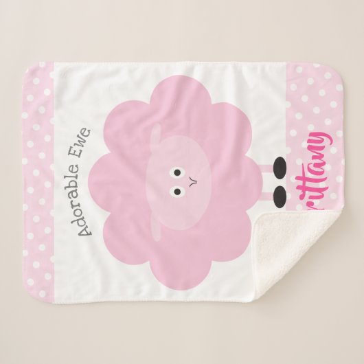 Roze Lam Schattig Baby Meisje Chic Schattig Ooien  Sherpa Deken (Voorkant (horizontaal))