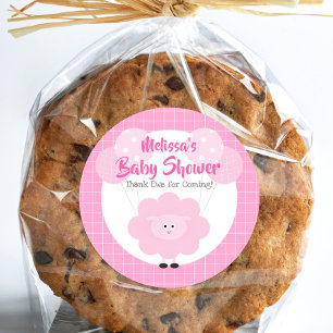 Roze Lam Schattige Sweet Kawaii Baby shower Dank u Ronde Sticker