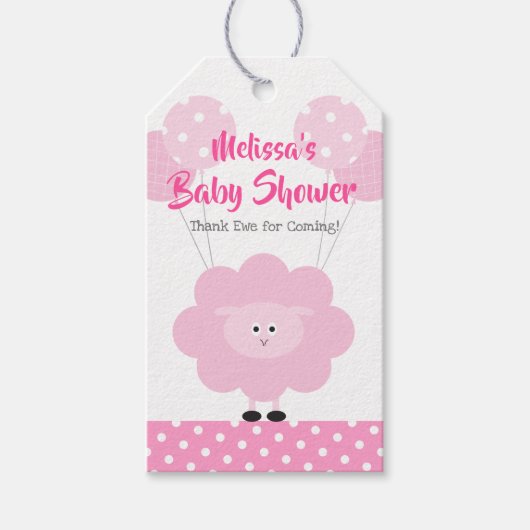Roze Lamb Girl Baby shower Cute Kawaii Modern Cadeaulabel (Voorkant)