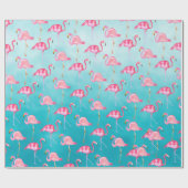 Roze lamingoenen en Turquoise Blue Zee Cadeaupapier (Vlak)