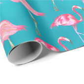 Roze lamingoenen en Turquoise Blue Zee Cadeaupapier (Rol Hoek)