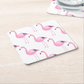 Roze lamingos 2 2 kartonnen onderzetters (Schuin)