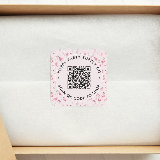 Roze lamingos aangepaste QR-code Winkelen Sticker