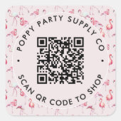 Roze lamingos aangepaste QR-code Winkelen Sticker (Voorkant)
