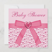 Roze lamingos, Baby shower met drukknop en hart Kaart (Achterkant)