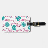 Roze lamingos bagagelabel (Voorkant horizontaal)