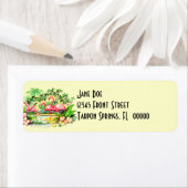 Roze lamingos Birds Style Adresetiketten Etiket (Insitu)