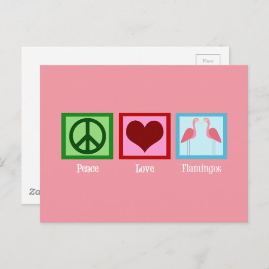 Roze lamingos briefkaart (Voorkant / Achterkant)