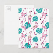 Roze lamingos briefkaart (Voorkant / Achterkant)