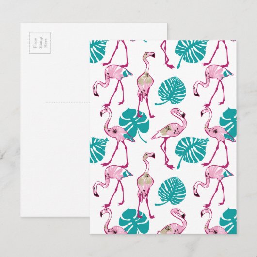 Roze lamingos briefkaart (Voorkant / Achterkant)