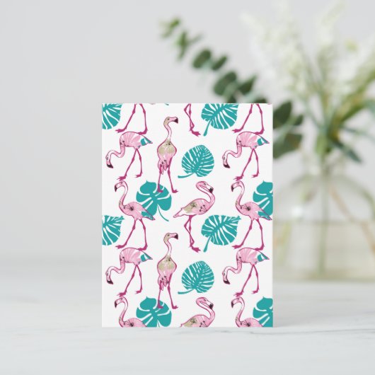 Roze lamingos briefkaart (Staand voorkant)