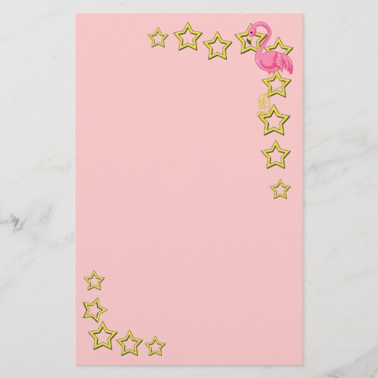 Roze lamingos briefpapier (Voorkant)