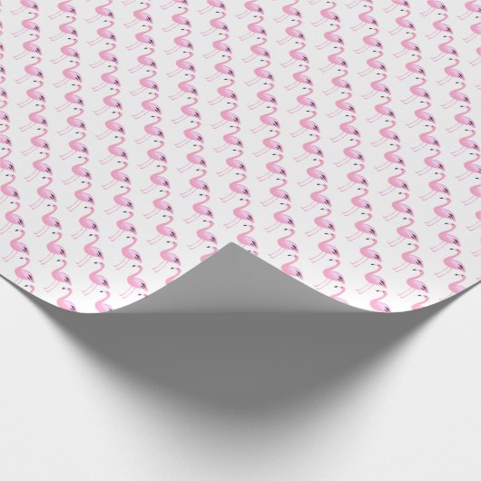 Roze lamingos cadeaupapier (Hoek)