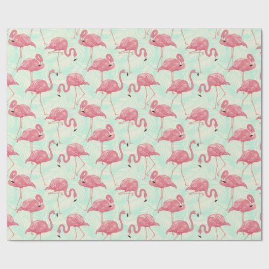 Roze lamingos cadeaupapier (Vlak)