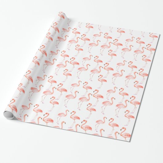 Roze lamingos cadeaupapier (Uitgerold)