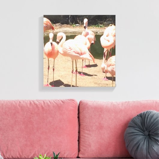 Roze lamingos canvas afdruk (Insitu (Woonkamer))