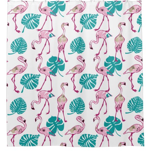 Roze lamingos douchegordijn (Voorkant)