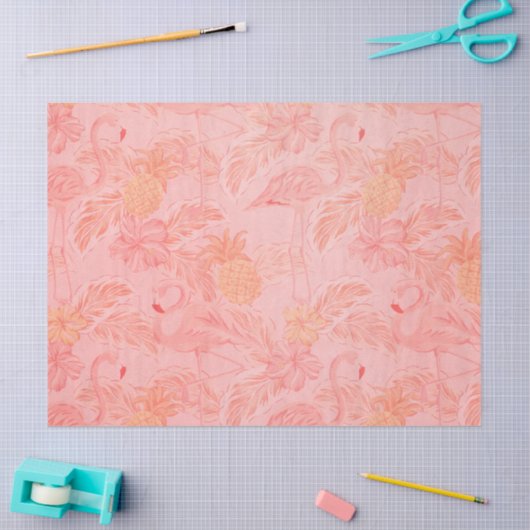 Roze lamingos en ananas tissuepapier (Craft)