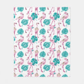 Roze lamingos fleece deken (Voorkant)