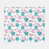 Roze lamingos fleece deken (Voorkant (Horizontaal))