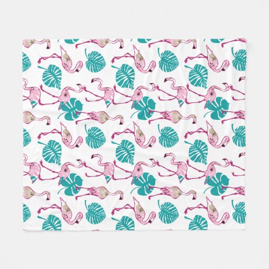 Roze lamingos fleece deken (Voorkant (Horizontaal))