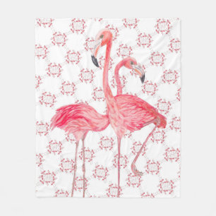 Roze lamingos fleece deken