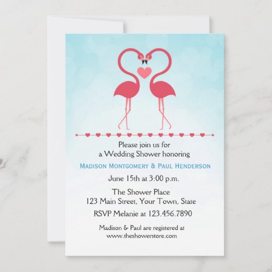 Roze lamingos, hart, Vrijgezellenfeest met paar Kaart (Voorkant)