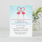 Roze lamingos, hart, Vrijgezellenfeest met paar Kaart (Staand voorkant)