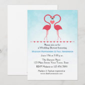 Roze lamingos, hart, Vrijgezellenfeest met paar Kaart (Voorkant / Achterkant)