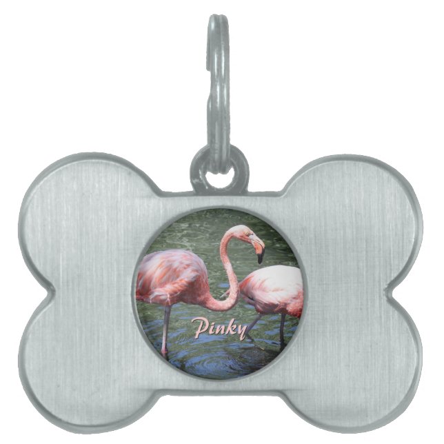 Roze lamingos huisdieren naamplaatje (voorkant)