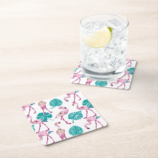 Roze lamingos kartonnen onderzetters (Insitu)