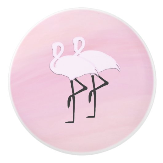 Roze lamingos keramische knop (Voorkant)