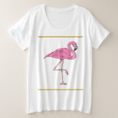 Roze lamingos met gouden folie 3 grote maat t-shirt (Design voorkant)