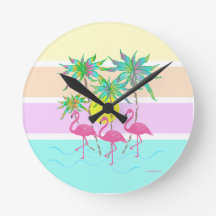 Roze lamingos met palmbomen, 