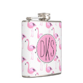 Roze lamingos | Monogram Heupfles (Rechts)